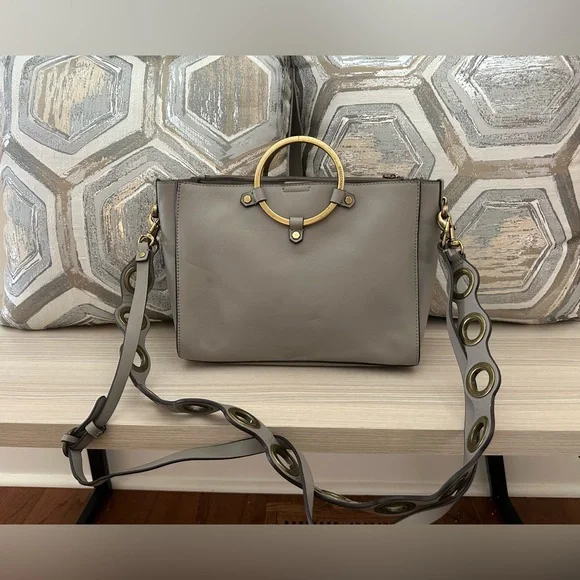 Rebecca Minkoff Gray taupe leather ring, satchel shoulder Crossbody bag - Picture 2 of 14
